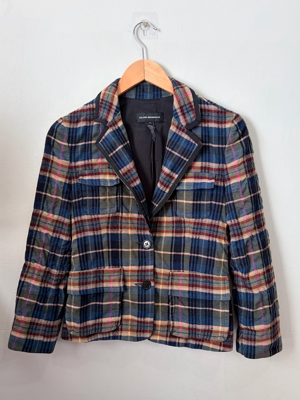 Vintage Club Monaco Plaid Heidi Blazer Dark Academia Preppy Wool Jacket 6